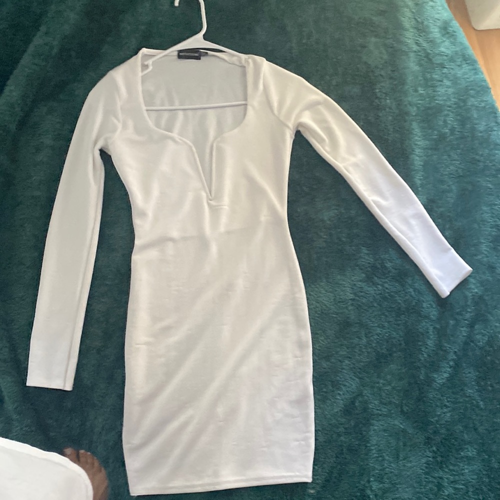 white/ long sleeve/ midi/ bodycon/ pretty little thing/  dress